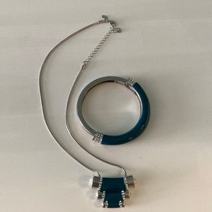 Lia Sophia. Necklace and bracelet  Turquoise color and silver metal.